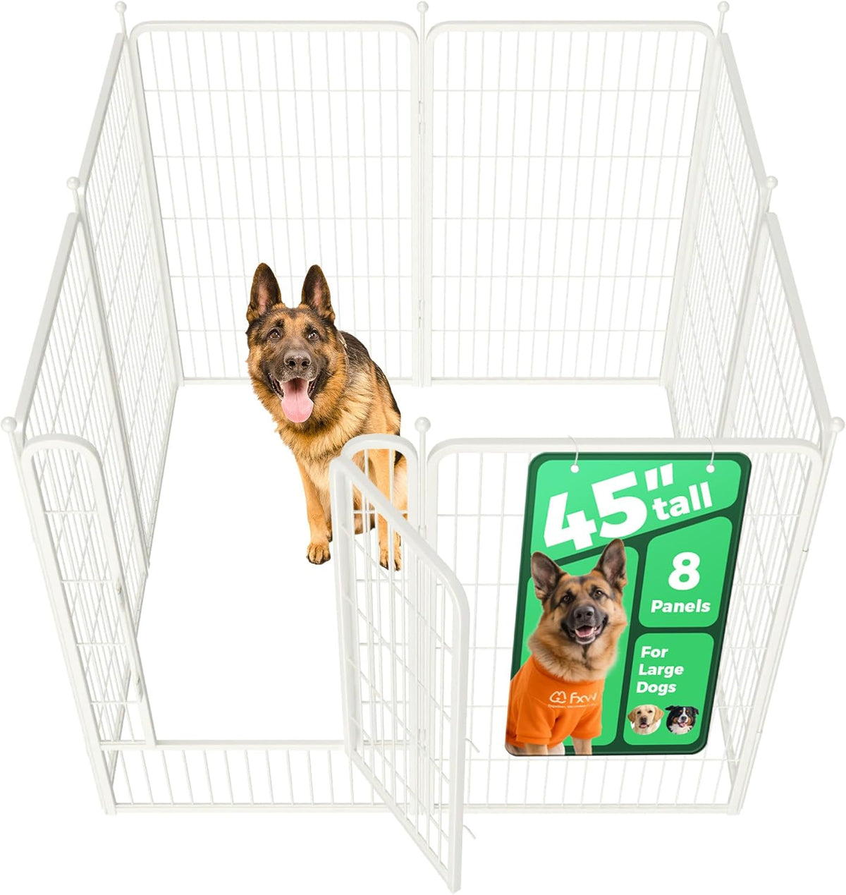 FXW Rollick Unleashed Dog Playpen for Indoor, Yard, RV Camping, 45 inch 8 Panels for Large Dogs