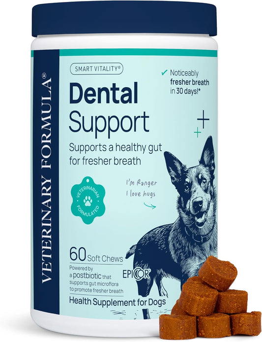 Veterinary Formula Dental Health Supplement for Dogs – Vet-Formulated Chews with EpiCor® & Kelp