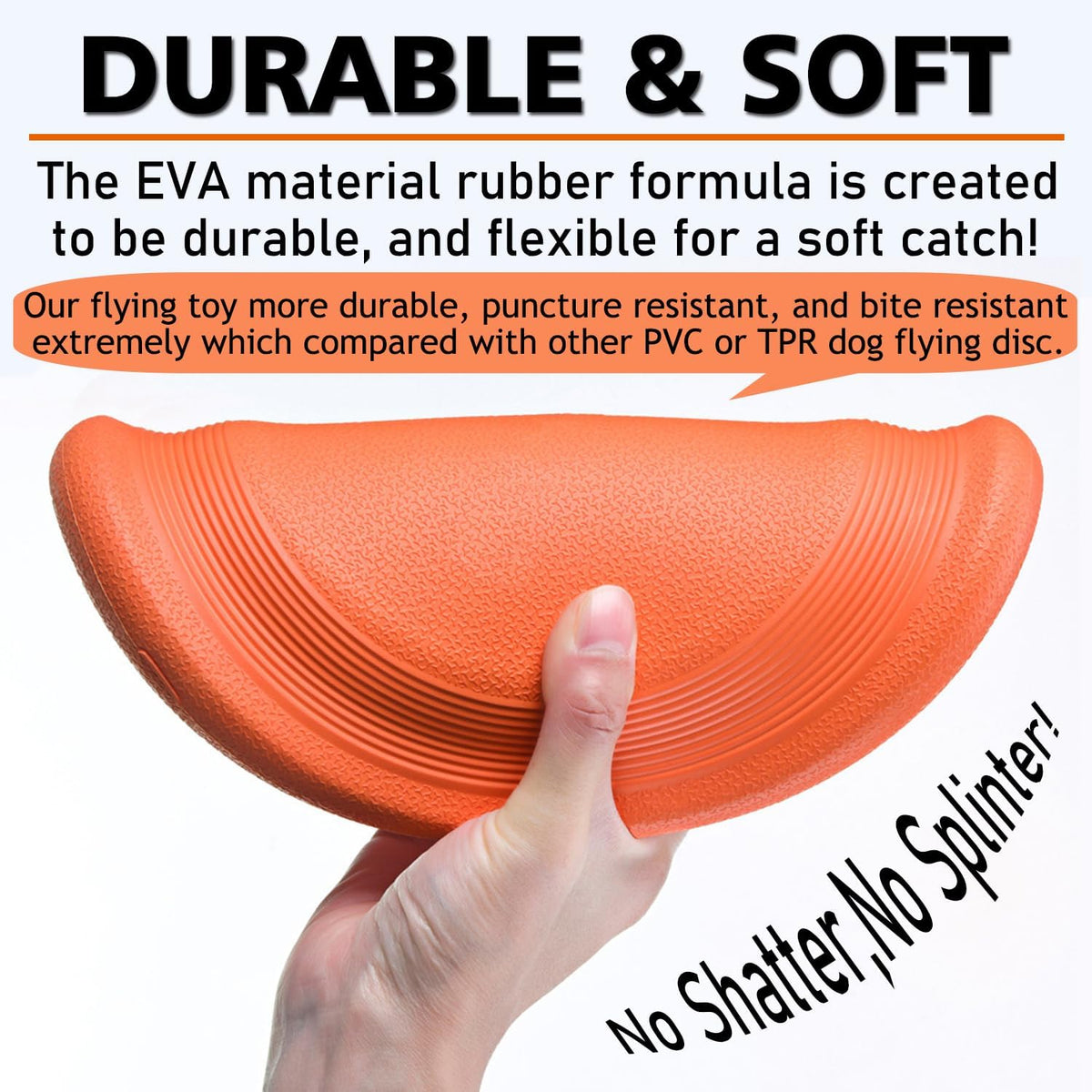 Dog Flying Disc - Durable Rubber Flying Disc Dog Toy - 9.25" Indestructible Rubber Dog Flying Discs