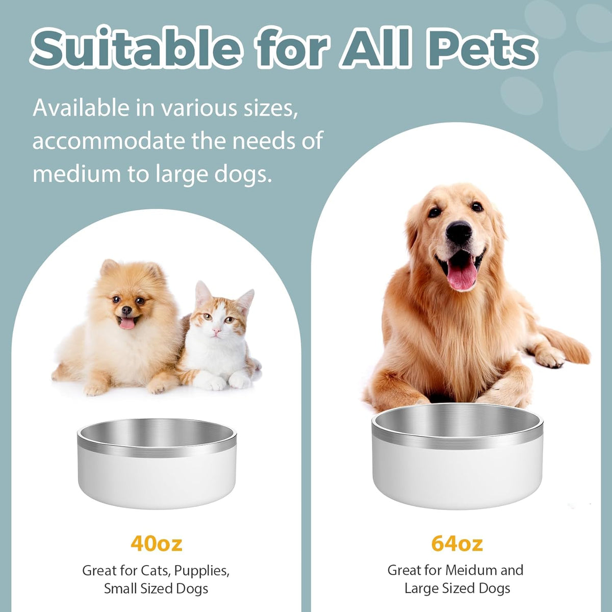 LIANLAI Dog Bowls Large Sized Dishes, Rust-Resistant Stainless Steel Dog Bowls, No Spill Pet Water