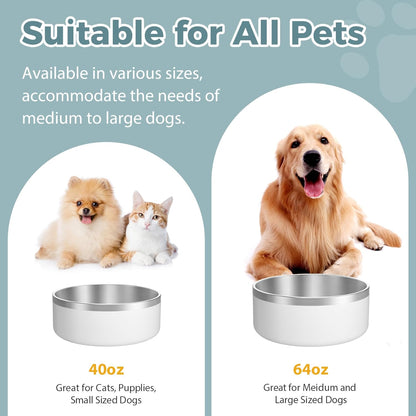 LIANLAI Dog Water Bowl, Rust-Resistant Stainless Steel Dog Bowls, Non-Slip Pet Dishes for Medium