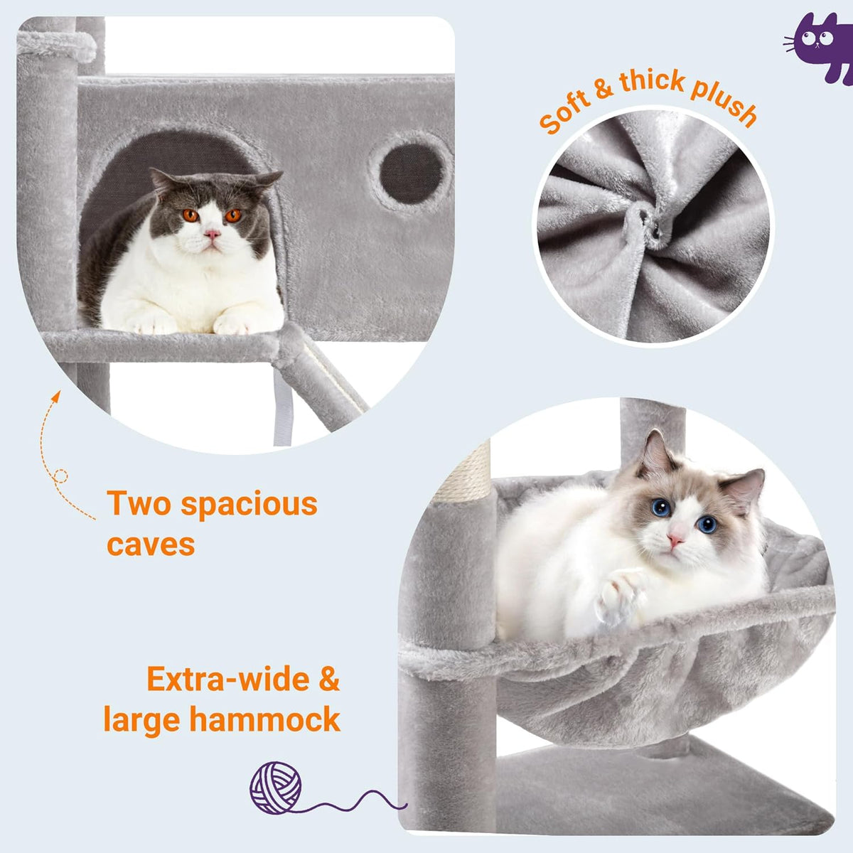 Allewie 81 Inches Tall Cat Tree/Multi-Level Large Climbing Tree House and Towers for Big