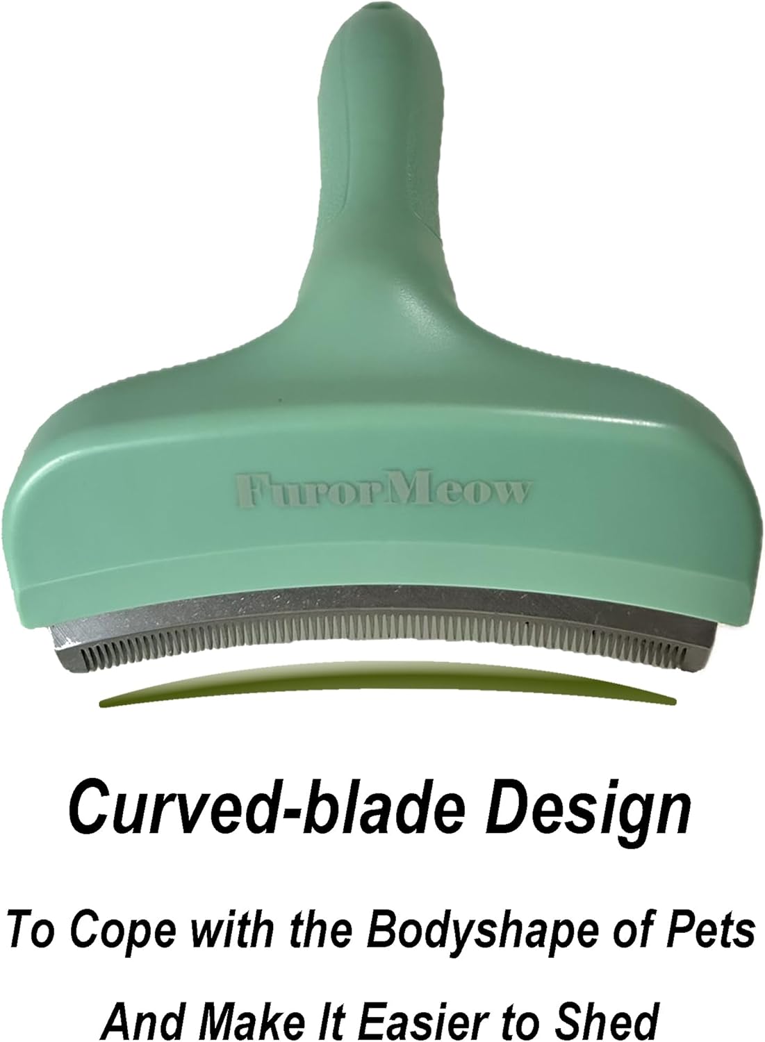Pet Deshedding Tool with Curve Blade, Cat Grooming Brush, Tight V-shaped Teeth Shedding Comb for