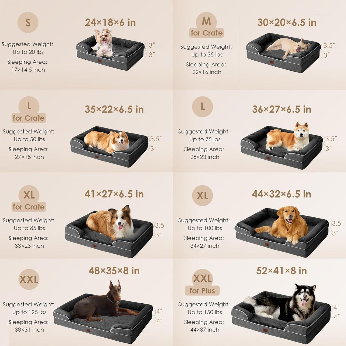 EHEYCIGA Orthopedic Dog Beds for Extra Large Dogs, Waterproof Memory Foam XL Pet Bed with Sides