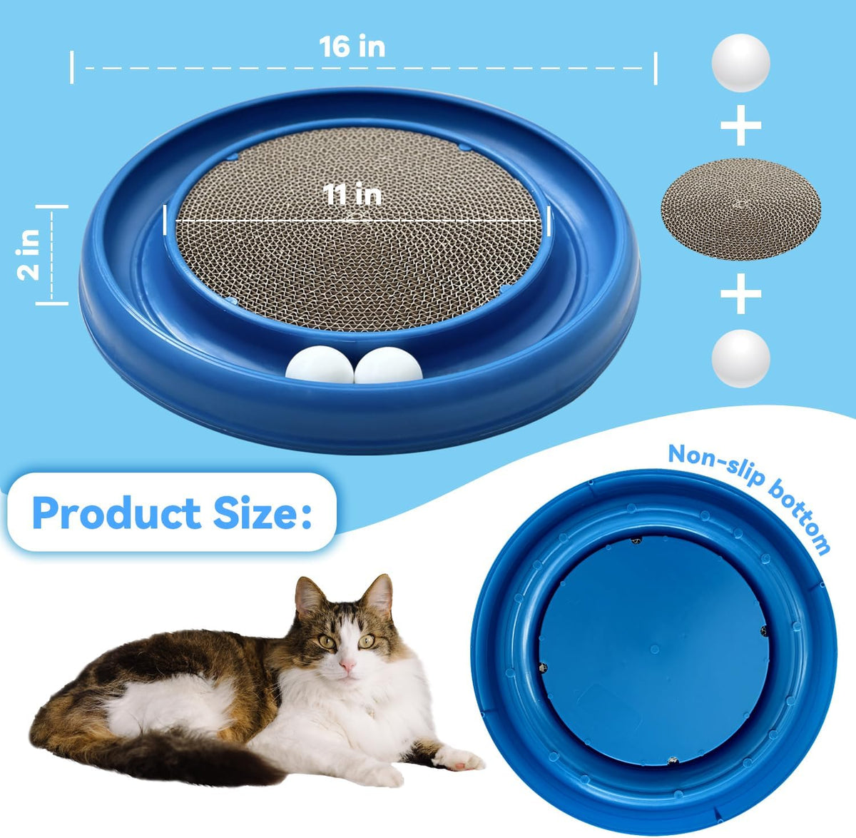 Interactive Cat Ball Track Toy for Indoor Cats, Cat Scratching Board & Exercise Set for Bored