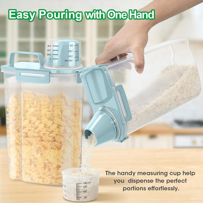 TBMax Rice Storage Container - 5 Lbs Flour Container Cereal Dispenser with Measuring Cup, Airtight