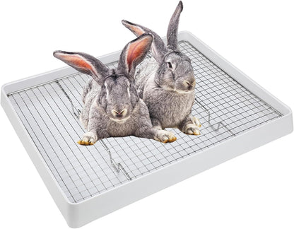 FHTONGE Extra Large Rabbit Litter Box with Large Steel Grid Holes, Bunny Potty Trainer Tray for