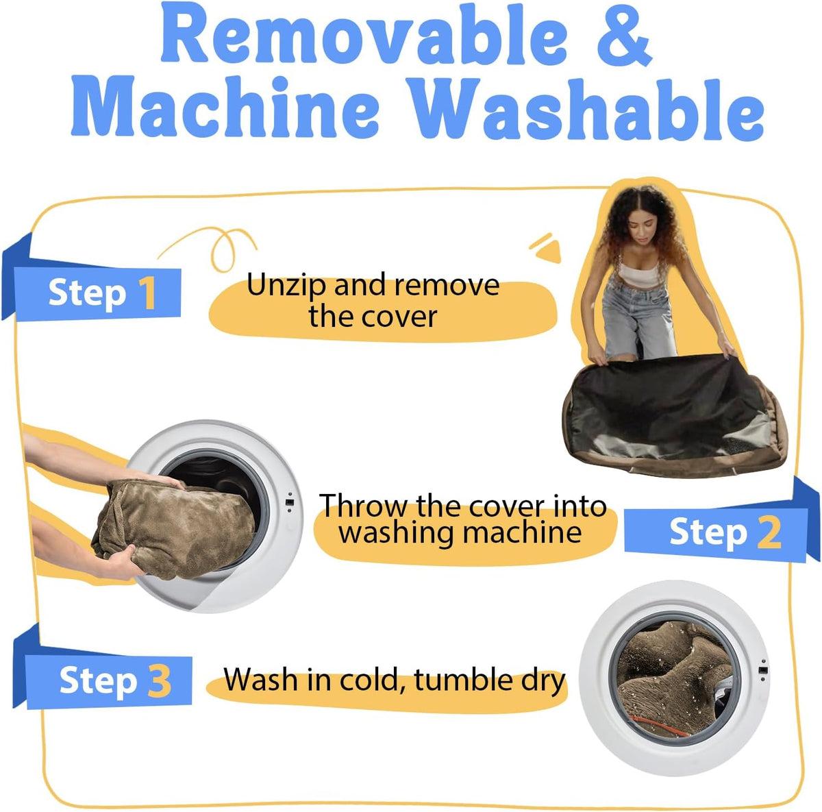 Washable Orthopedic Large Dog Bed -XL Large Dog Bed with Removable & Waterproof Cover Pet Beds with