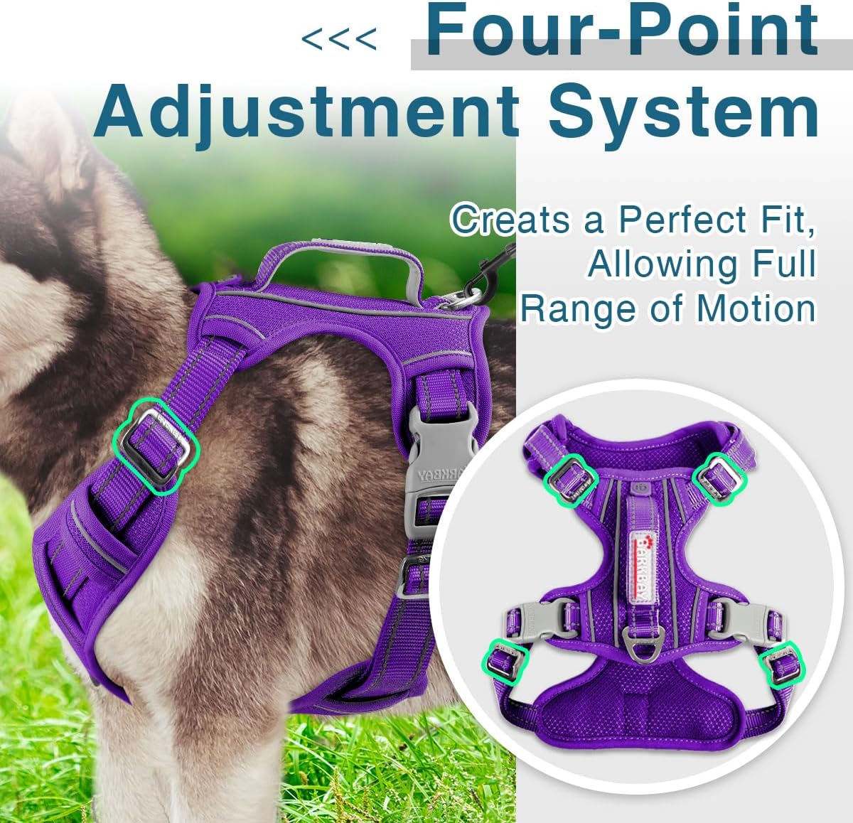 BARKBAY Dog Harness No Pull with ID Tag Pocket - Heavy Duty, Reflective, Easy Control for Large