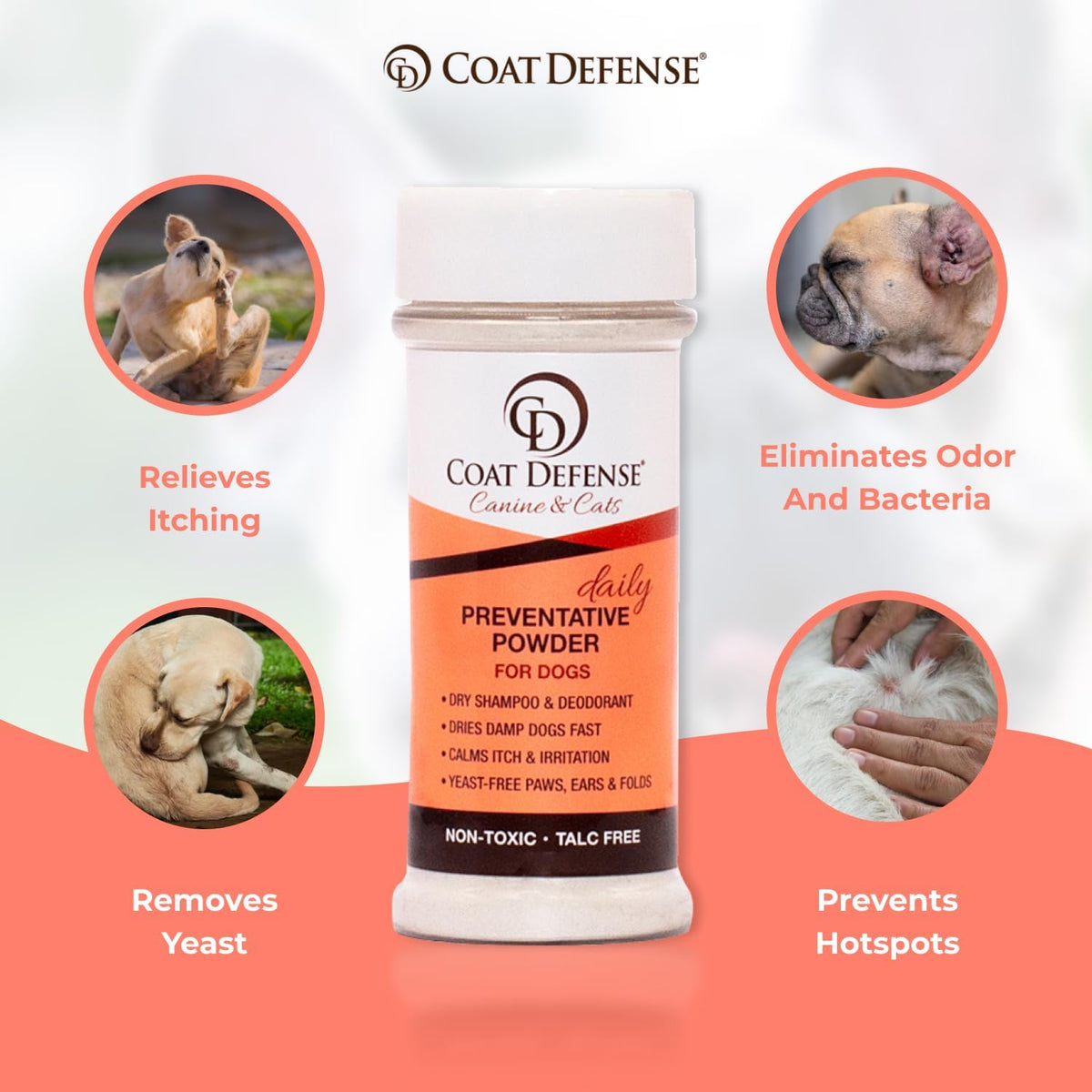 COAT DEFENSE Paw Licker Bundle | Dry Powder for Dogs & Sensitive Skin Dog Shampoo for Allergies and