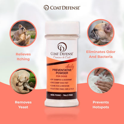 COAT DEFENSE Paw Licker Bundle | Dry Powder for Dogs & Sensitive Skin Dog Shampoo for Allergies and