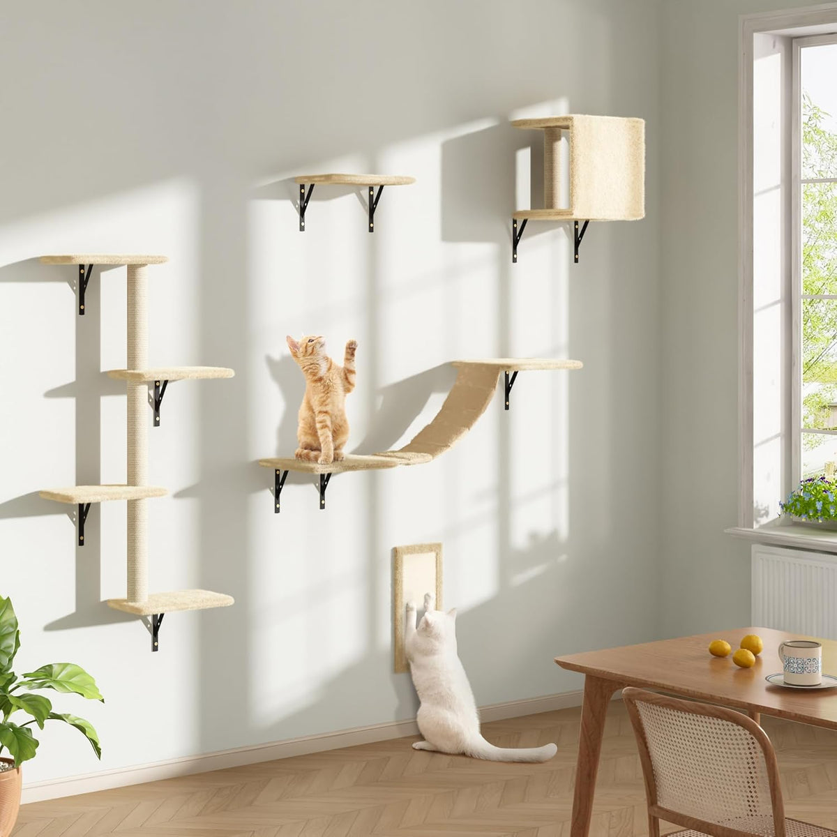 COZIWOW Wall Mounted Cat Furniture, Cat Wall Shelves and Perches, Floating Cat Shelves for Wall Set