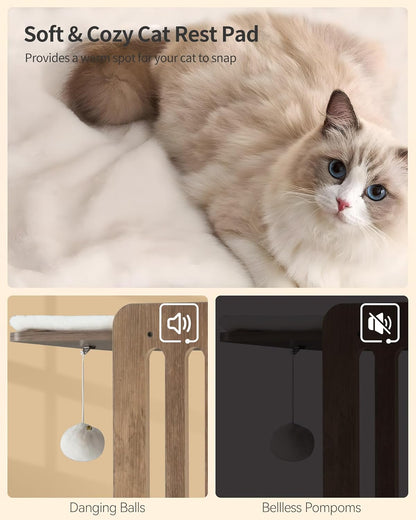 FourFurPets Modern Cat Tree, 58-Inch Cat Tower for Large Cats, Maine Coon Cat Tree with Scratching
