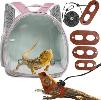 Bearded Dragon Travel Backpack with Harness and Leash Set,Lizard Backpack Travel Carrier,Space