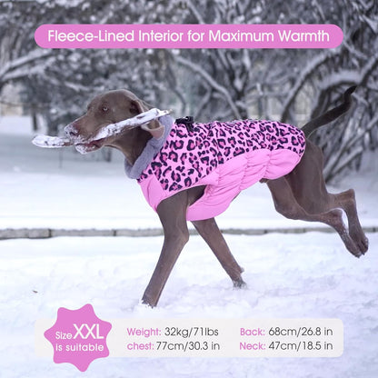 FUAMEY Dog Coat for Small Dogs,Waterproof Dog Winter Jacket with Harness Built in Puppy Cold