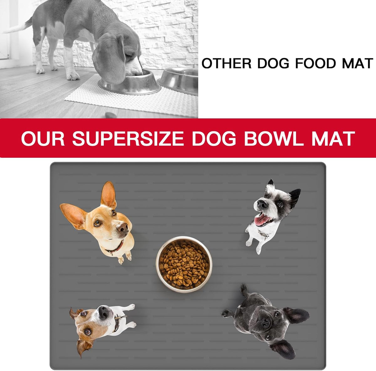 48" x 32" XXXL Largest Pet Food Mat, Silicone Dog Mats for Food and Water, Nonslip Pet Feeding Mats
