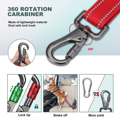IOKHEIRA Dog Seat Belt 3-in-1 Car Harness for Dogs Adjustable Safety Seatbelt for Car Durable Nylon