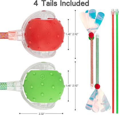 Red & Green Interactive Cat Toy Ball Combo – Automatic Agile Moving Cats Toys with 4 Tail