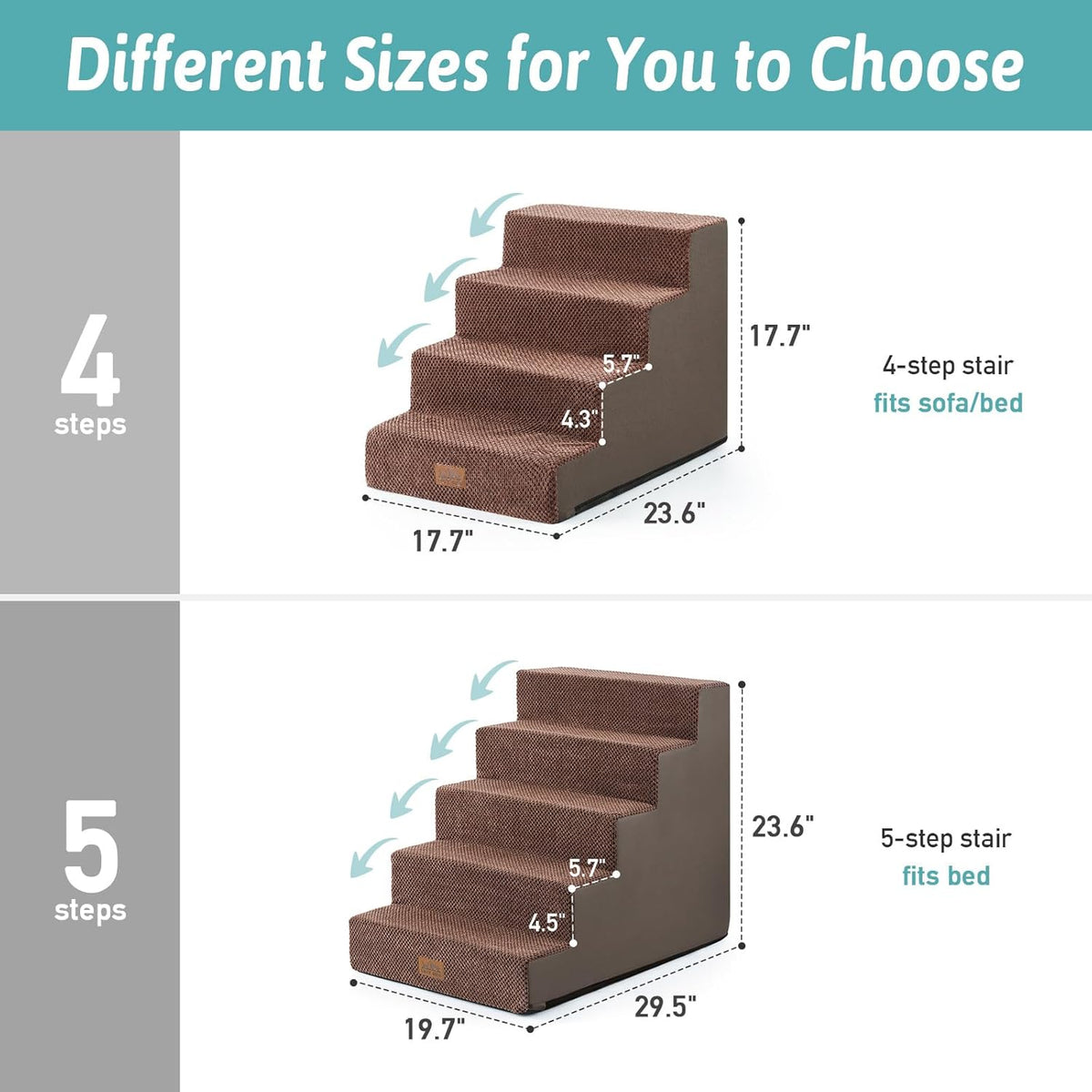 Dog Stairs for Small Dogs, 4 Tier Wider Pet Stairs for Couch and Beds, 17.7" H Non-Slip Dog Steps