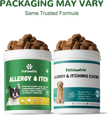 Dog Allergy Chews, Dogs Allergy Relief Chews for Paw Licking Itchy Skin Coat Supplement, Probiotics