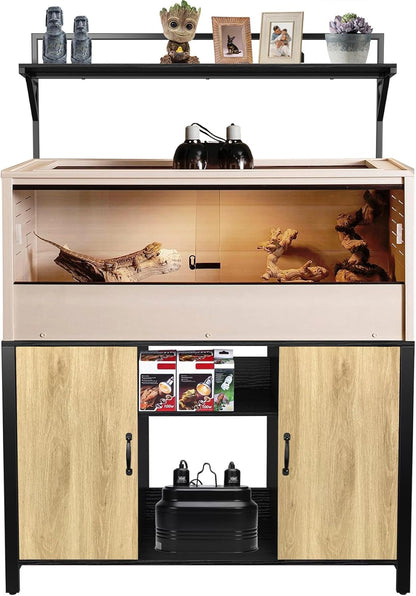 GDLF Reptile Tank Stand Terrarium Stand with Cabinet for Accessories Storage 48" X 24" Tabletop