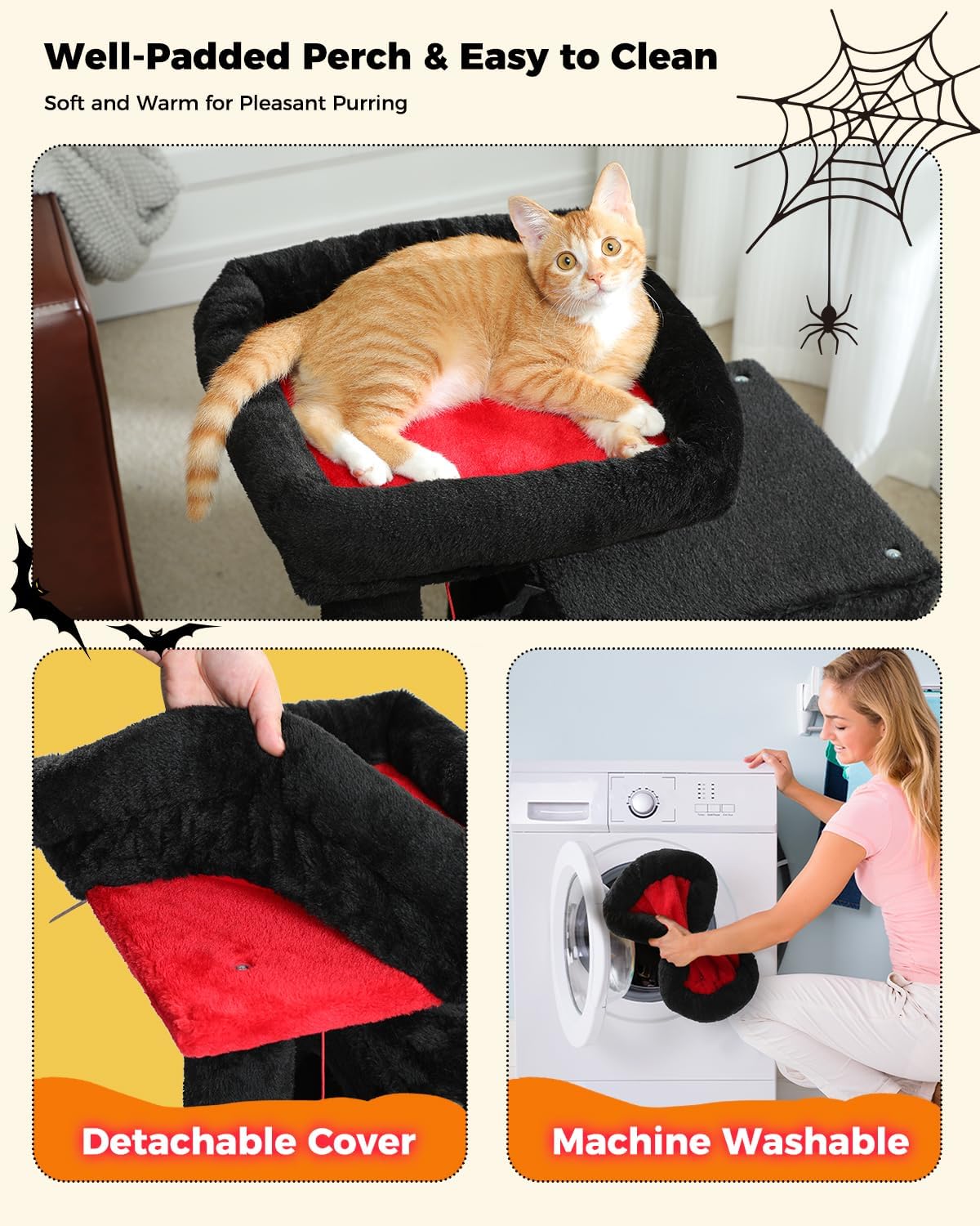 PAWZ Road Gothic Cat Tree, 30 Inches Black Cat Tower with Dual Condos for Indoor Cats, Spooky Cat