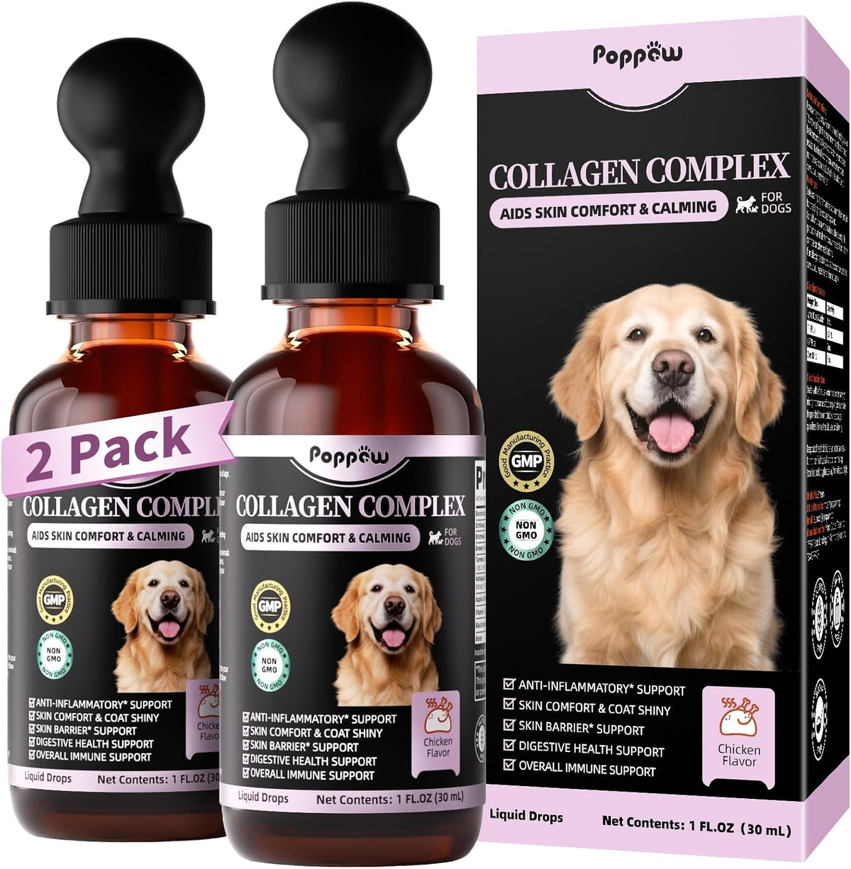 Liquid Collagen for Dogs Skin Comfort & Calming, Dog Itch Relief & Anti-Scratching & Coat