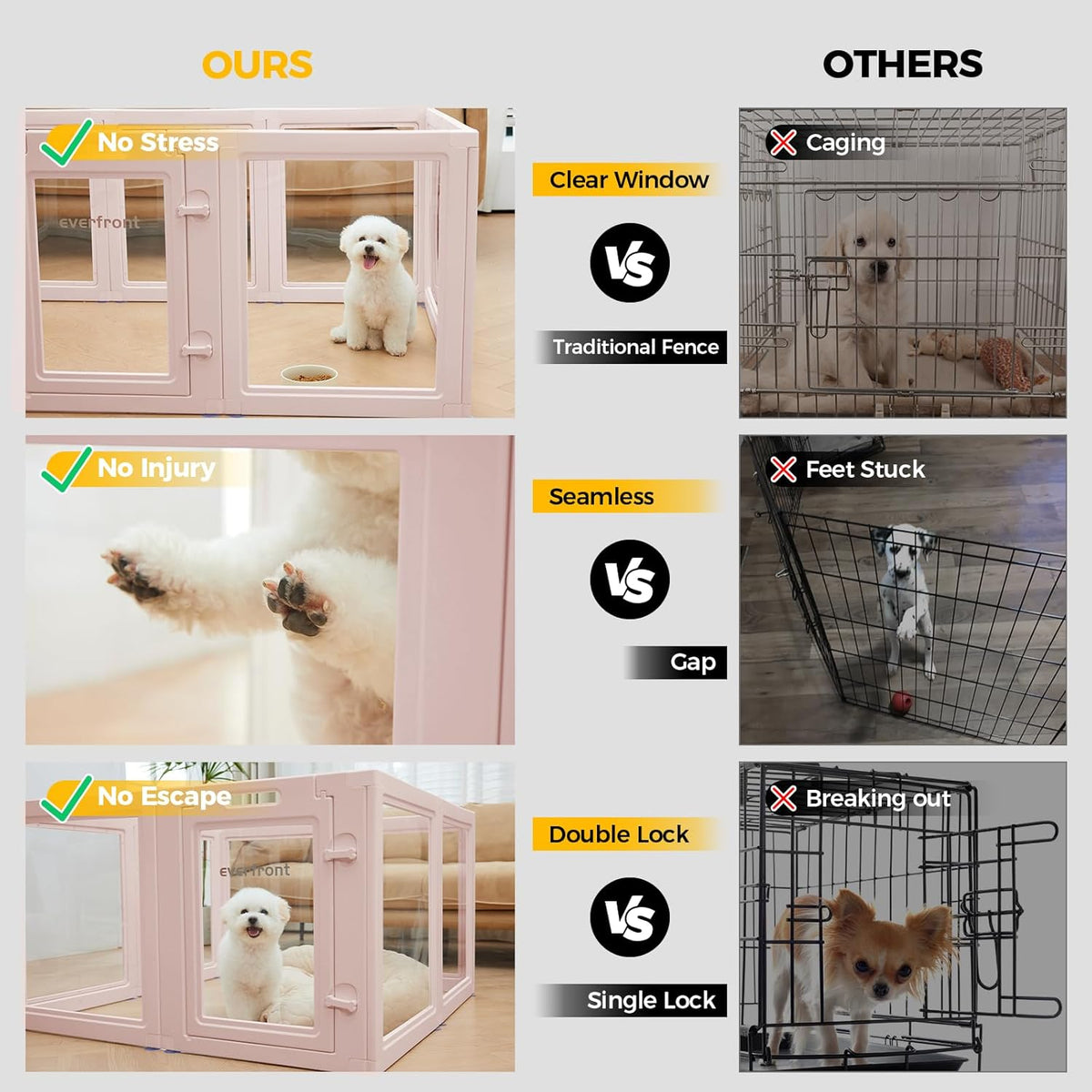 Clear Acrylic Plastic Dog Playpen - Clear Dog Play Pen - Easy Assemble Acrylic Dog Playpen - Puppy
