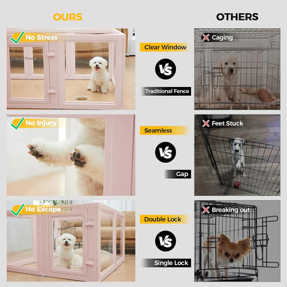 Clear Acrylic Plastic Dog Playpen - Clear Dog Play Pen - Easy Assemble Acrylic Dog Playpen - Puppy