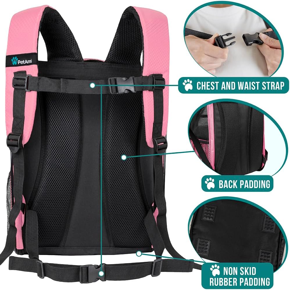 PetAmi Dog Backpack Carrier for Small Large Cat, Pet, Puppy, Ventilated Pet Hiking Backpack Travel