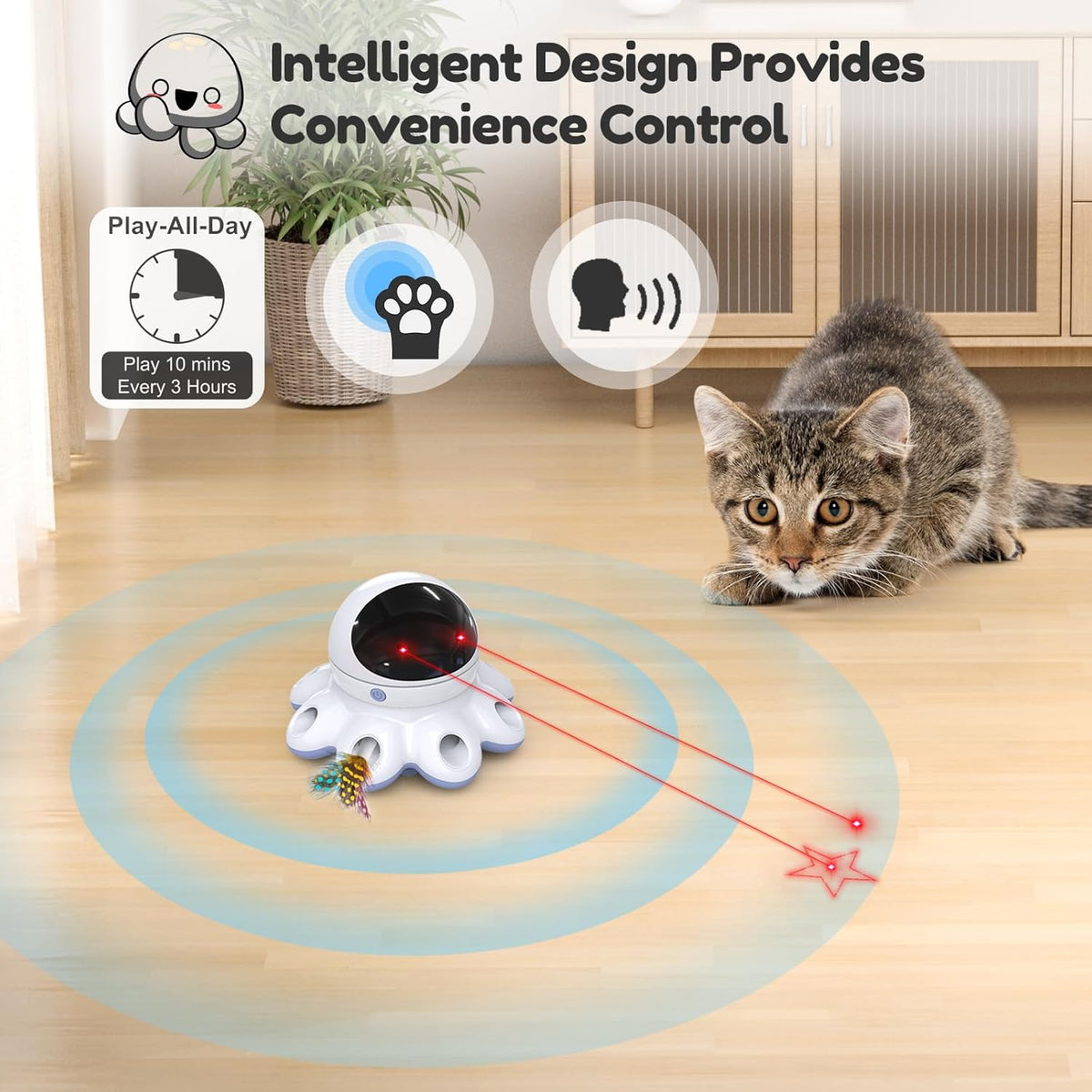 ORSDA Cat Laser Toy, 2-in-1 Interactive Automatic Motion Activated Moving 8 Holes Whack A Mole