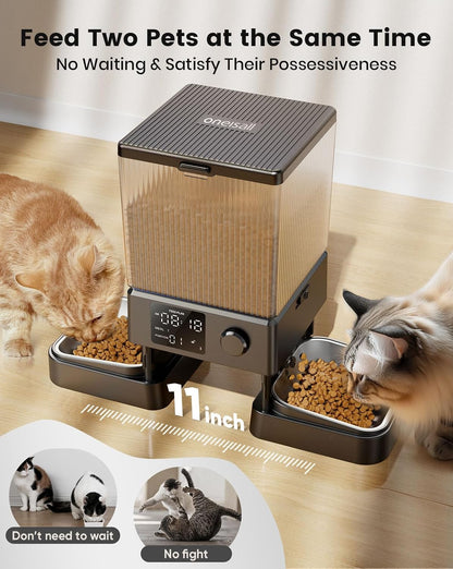 oneisall Automatic Cat Feeder for 2 Cats, 20 Cups/5L Automatic Cat Food Dispenser for Small Pets