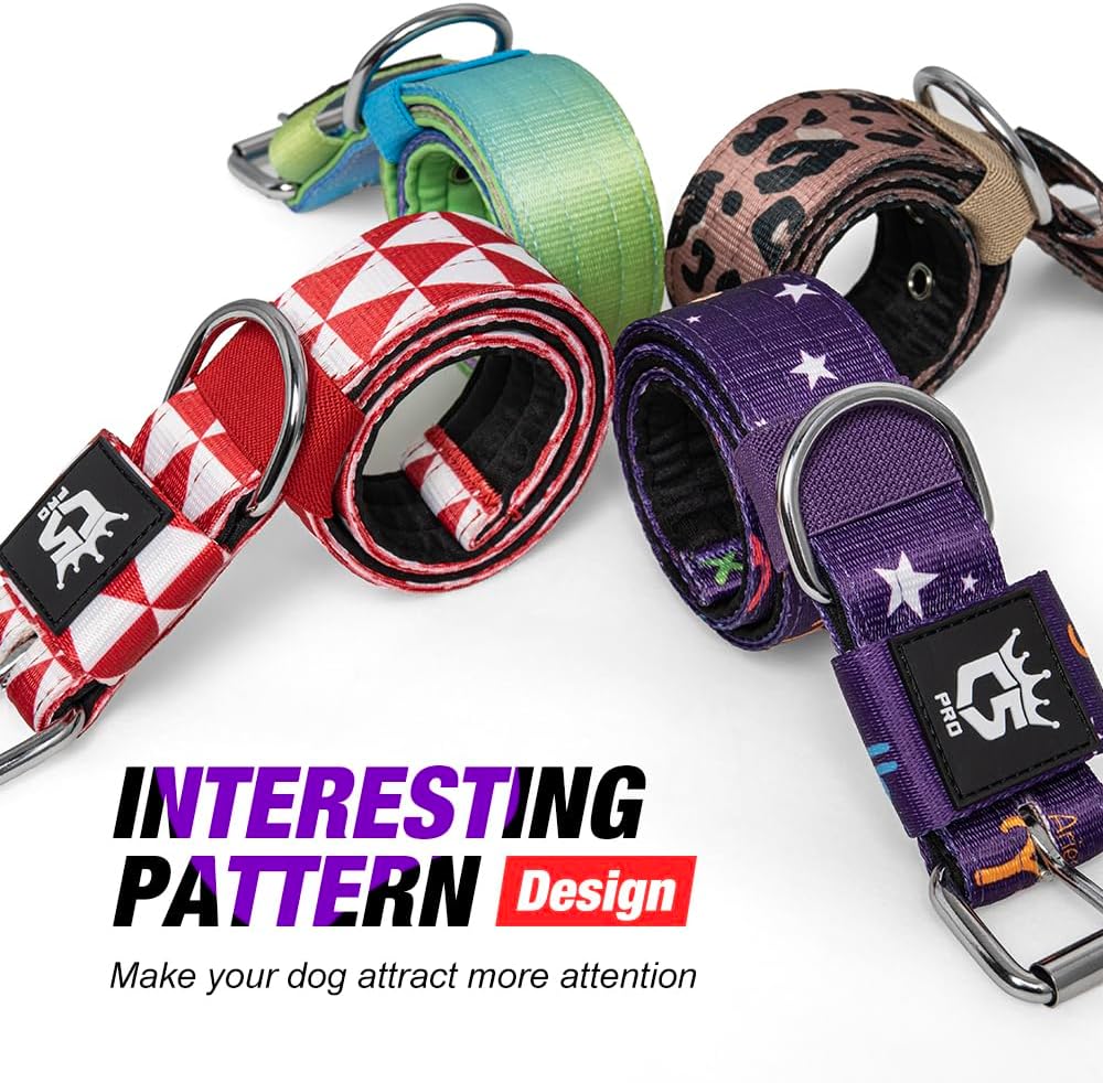 TSPRO Tactical Dog Collar 1.5 Inch Wide Thick Dog Collars with Heavy Duty Metal Buckle, Durable