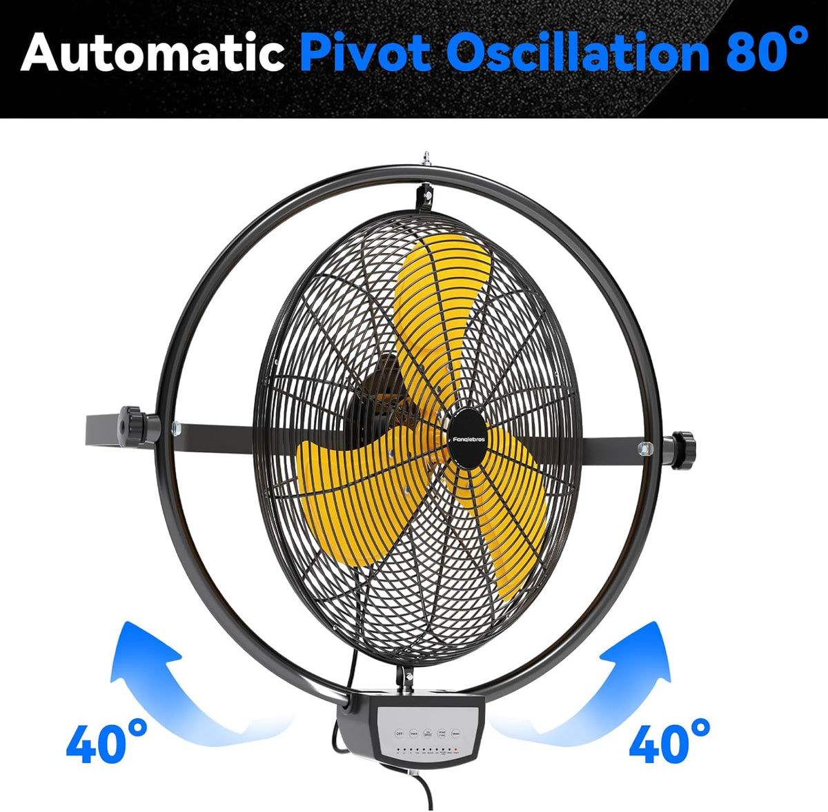 2 PCS 20 IN 5500 CFM Remote Control Wall Mount Fan, 3 Speed High Velocity Wall Fan with Timer, Air