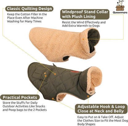 Queenmore Warm Coat for Cold Weather, Quilting Winter Jacket With Ultra Thick Plush Lining and