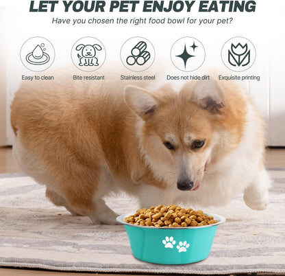Stainless Steel Dog Bowls, Nonslip Rubber Bottom No Spill Proof Skid Metal Insulated Dog Bowls for