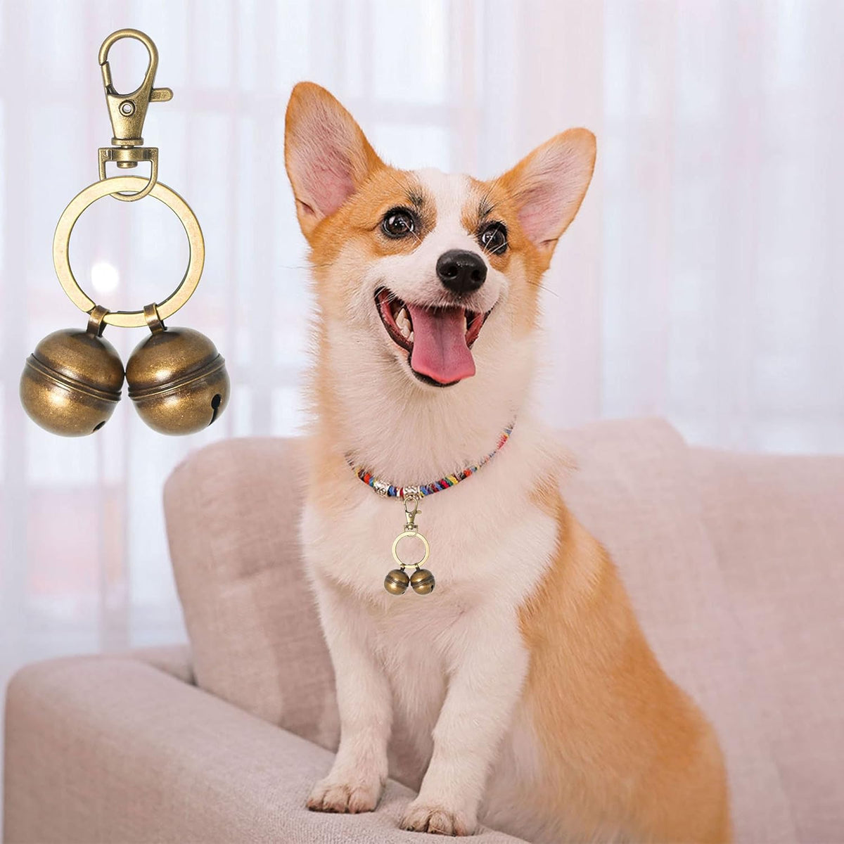 Copper Bells for Dog Collars with Snap Clips - Made of Pure Copper for Dogs/Cat - Clear Sound & No