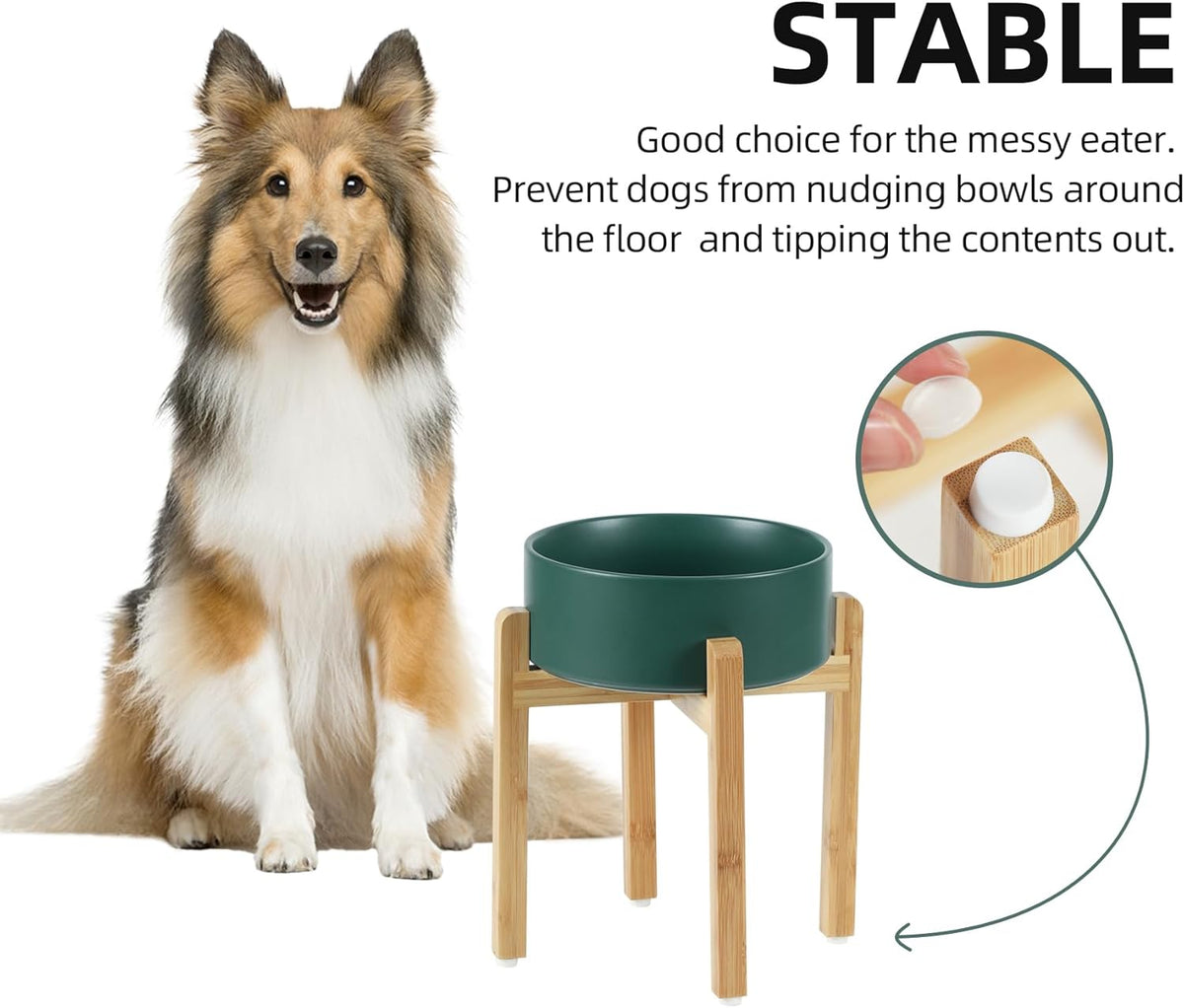 Ceramic Raised Dog Bowl Set, Elevated Dog Bowl with Stand, Food and Water Bowl for Large Breed