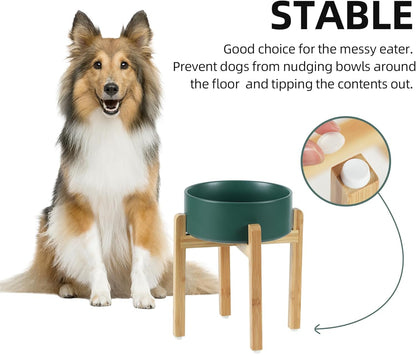 Ceramic Raised Dog Bowl Set, Elevated Dog Bowl with Stand, Food and Water Bowl for Large Breed