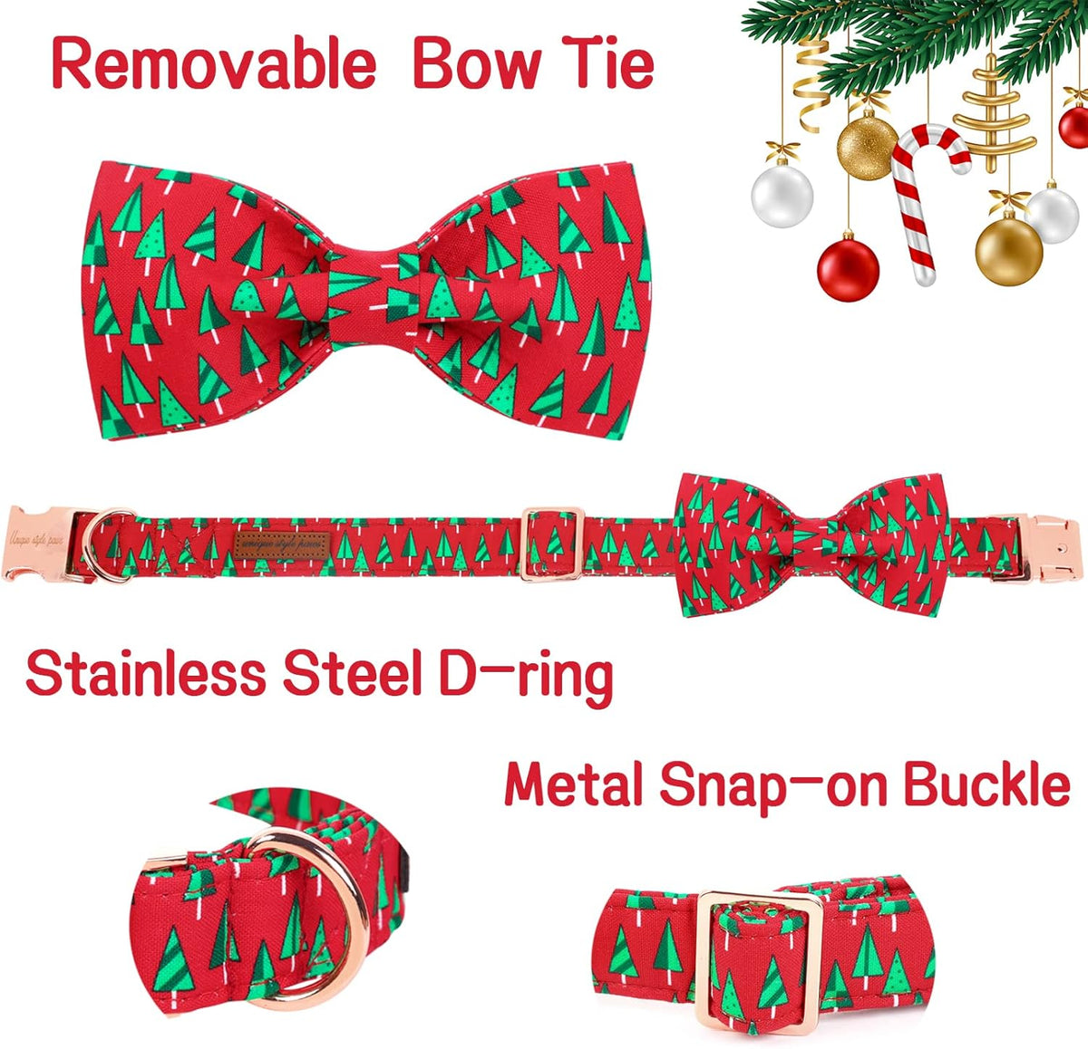 Unique style paws Christmas Dog Collar with Bow Best Winter for Small Medium Large Dogs -Christmas