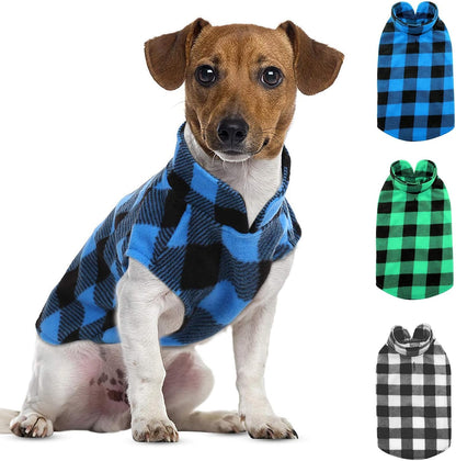 ASENKU Dog Sweater 3 Pack, Plaid Dog Fleece Vest, Soft Comfortable Pet Pajamas, Warm Winter Dog