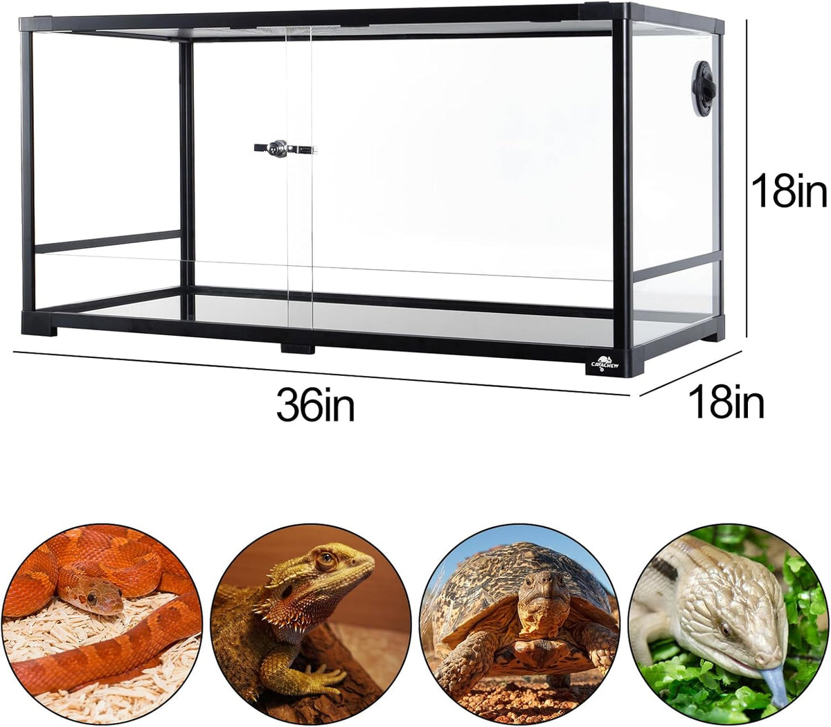 50 Gallon Reptile Tank, Glass Reptiles Terrarium 36" x 18" x 18", Sliding Door, Top Ventilation