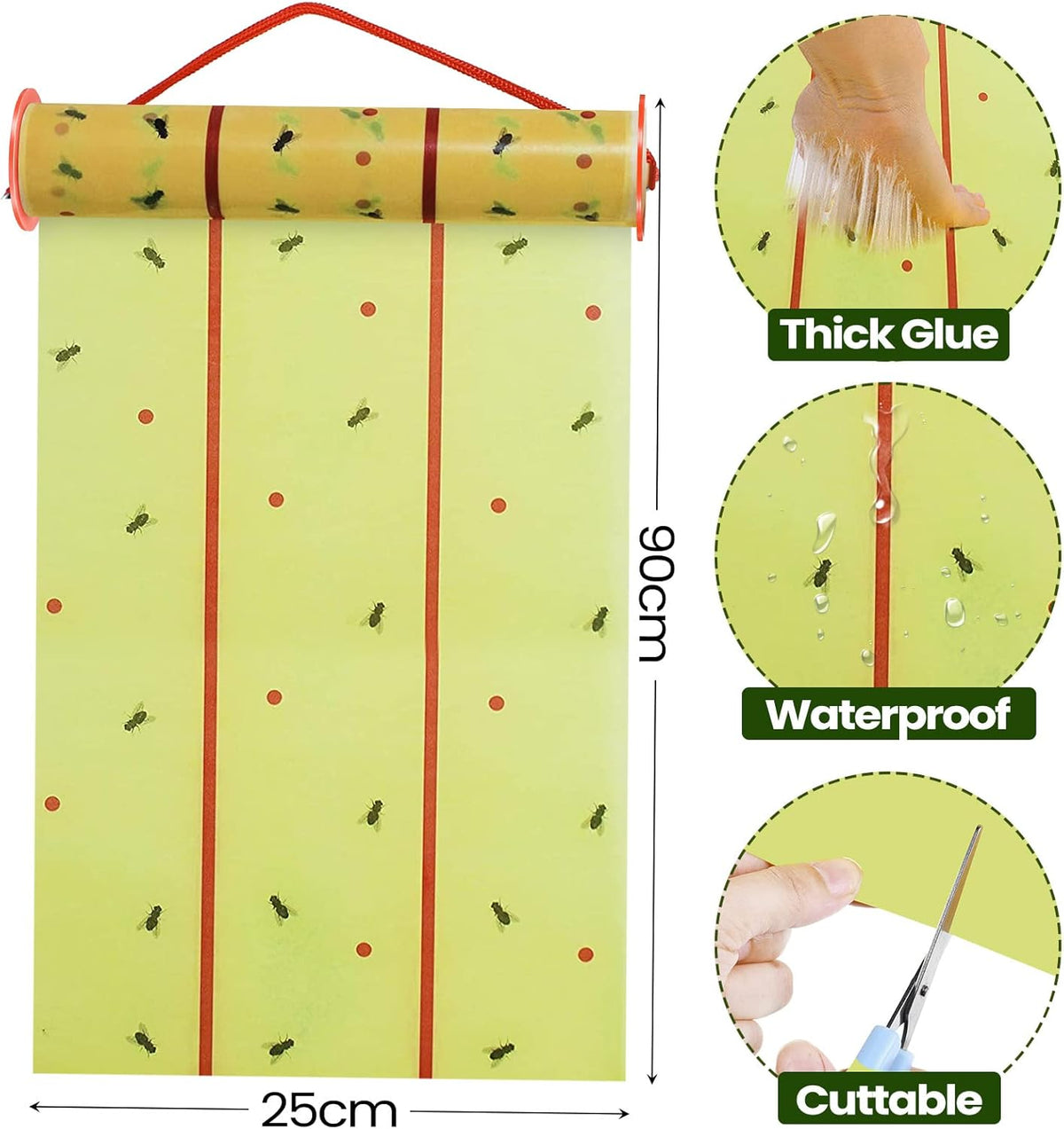 Qualirey 295 ft Giant Sticky Fly Traps, 30 Feet Fly Strips for Indoor Outdoor Hanging Flying Tapes