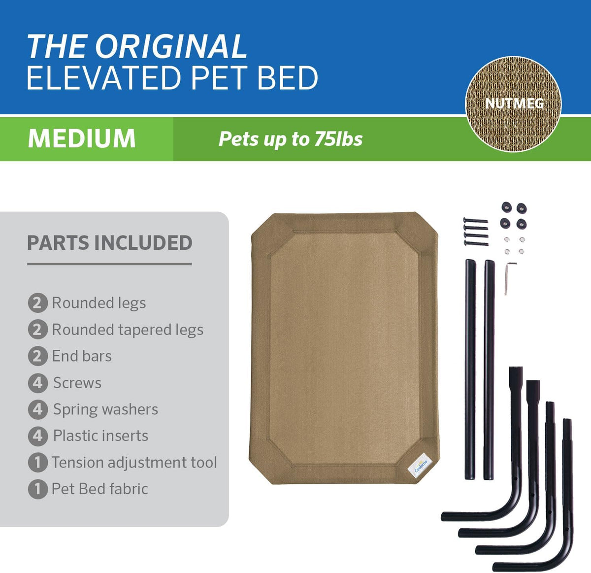 Coolaroo Original Elevated Dog Bed - Breathable Off-The-Ground Pet Bed with Cooling Fabric, Joint