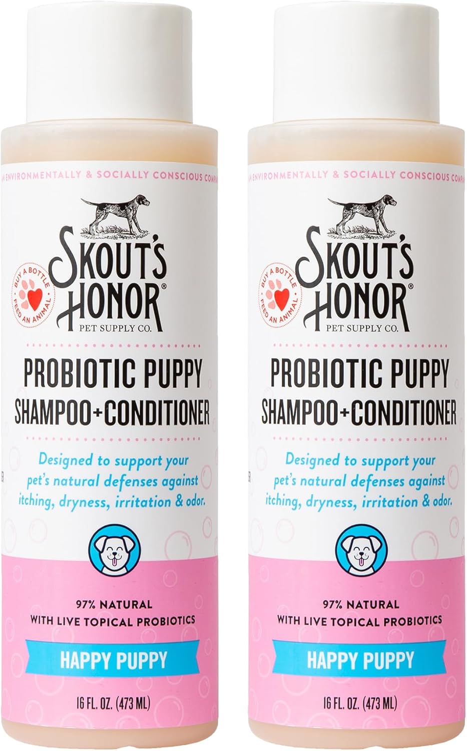 Skout's Honor Probiotic Dog Shampoo & Conditioner with Avocado Oil & Omega-3s, 97% Natural, Paraben