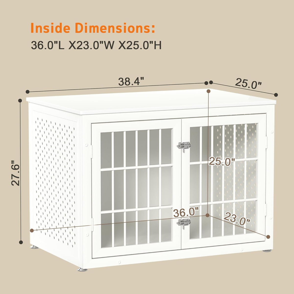 38" Heavy Duty Dog Crate Furniture for Large and Medium Dogs,Wooden Metal Kennel for High Anxiety