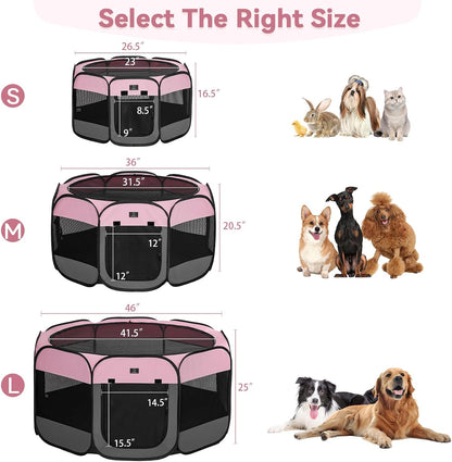 A4Pet Puppy Playpen Indoor, 39.5” Portable Pet Playpen with Bowl, Suitable for Puppies, Kittens
