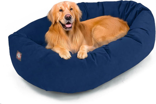Majestic Pet 40 Inch Suede Calming Dog Bed Washable 40x29x9 (Inch) – Cozy Soft Round Donut Dog Bed