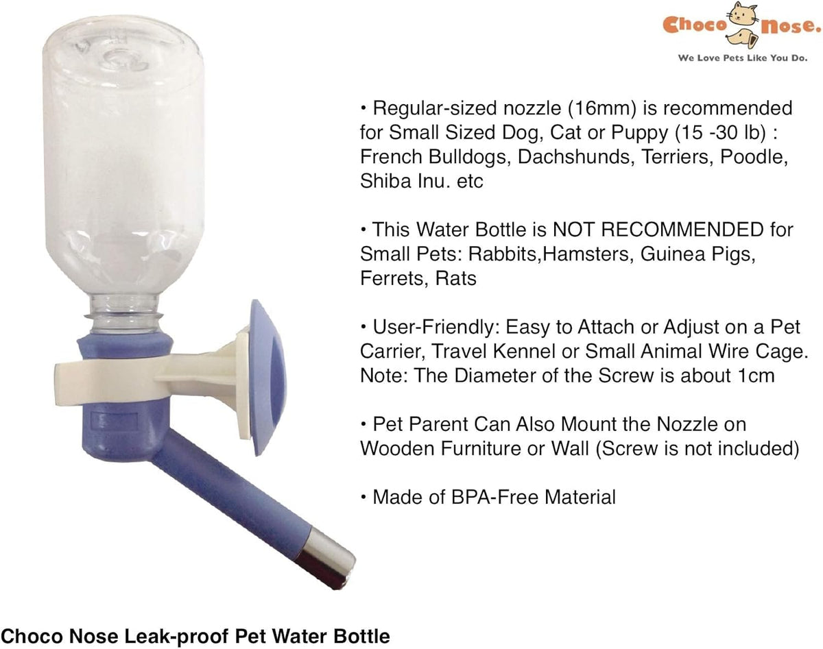 Choco Nose Patented No-Drip Dog Water Bottle/Feeder for Dogs/Cats and Other Small-Medium Sized