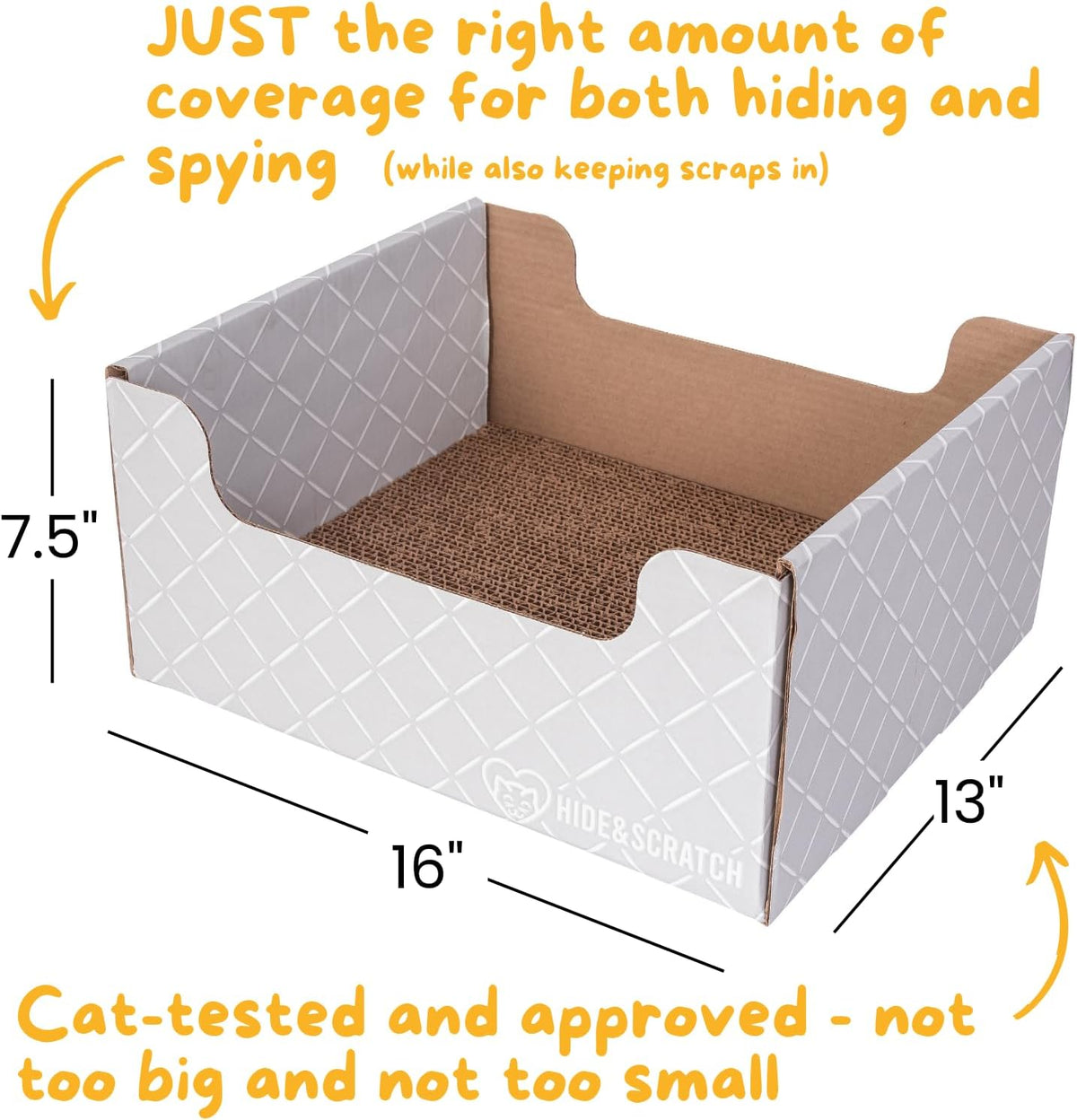 HIDE & SCRATCH Cat Scratcher Box and Cat Bed with Refillable Double-Sided Cardboard Scratch Pad for